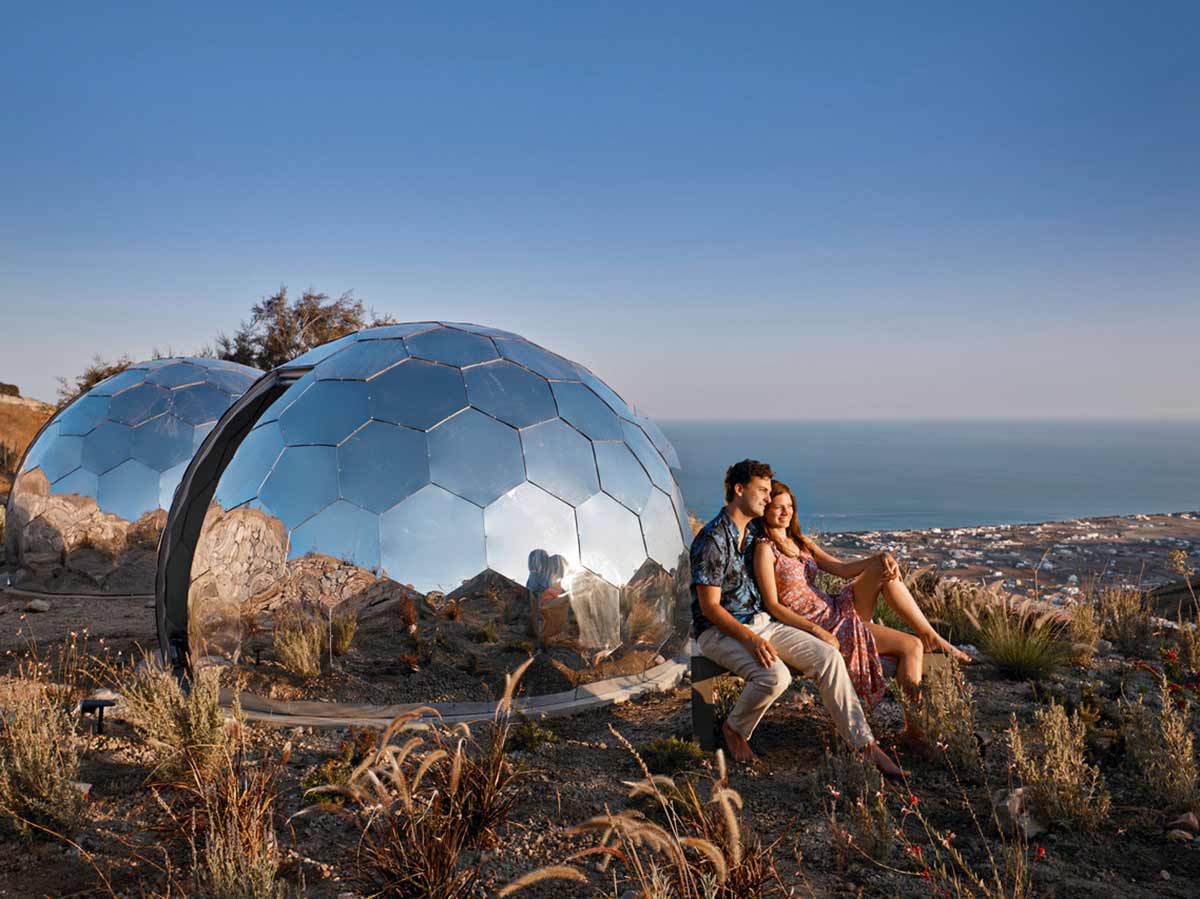 Mirari dome exterior at golden hour